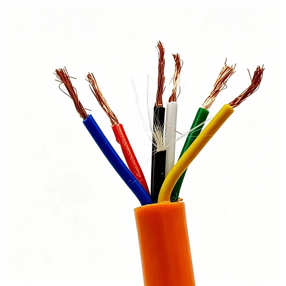 Durable 6*1.0mm² Waterproof Cable PE Insulation Orange PUR Jacket Bare Copper Watertight Structure For Hydraulic Engineering suppliers